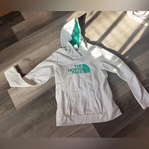The North Face Kids White and Teal Hoodie